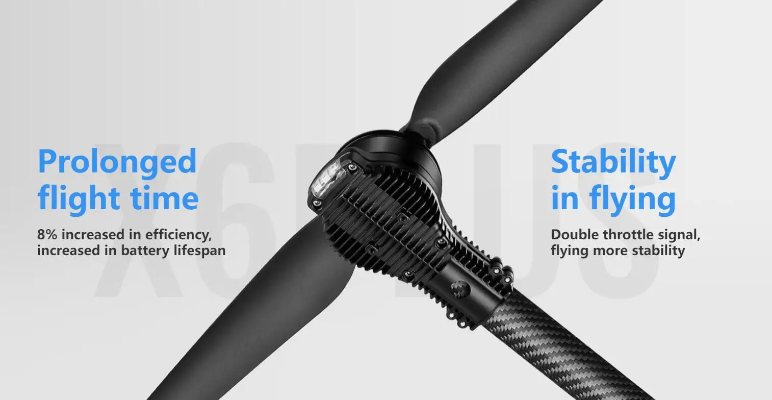 Hobbywing X6 plus Motor, prolonged stability flight time in flying 8% increased in efficiency; double throttle