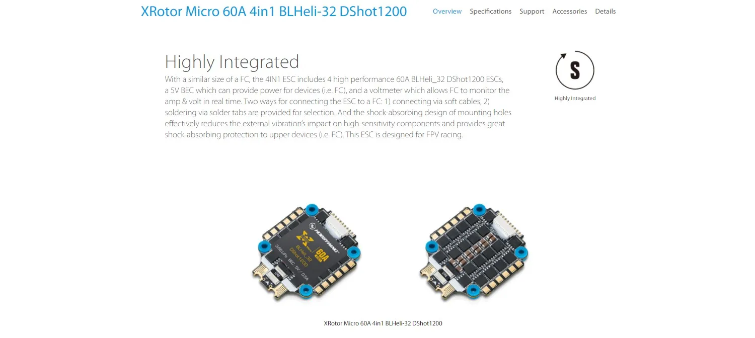 Hobbywing XRotor Micro 60A 4in1 BLHeli-32 DShot1200 3-6S ESC لطائرة سباق FPV بدون طيار كوادكوبتر 3