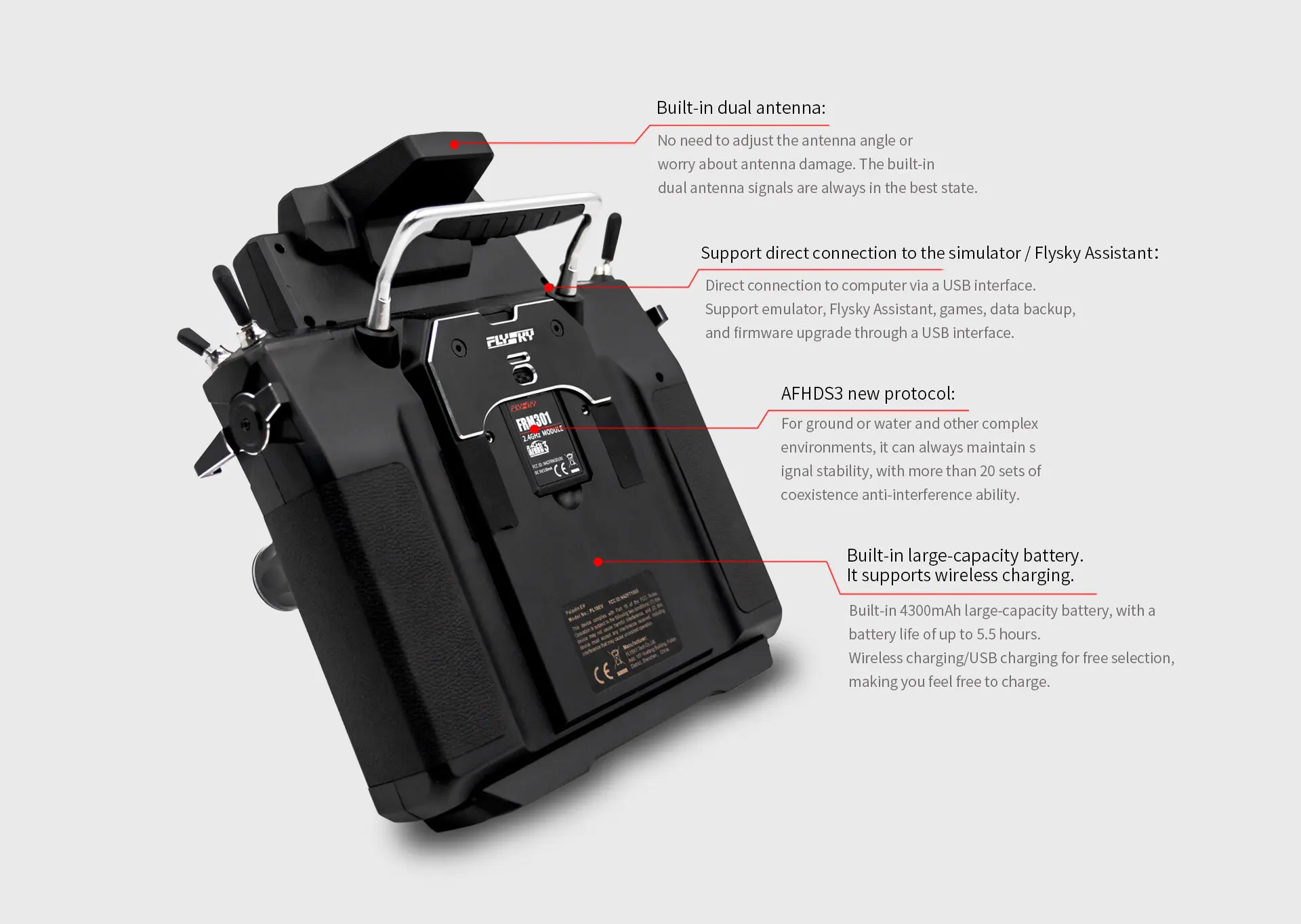 built-in dual antenna: No need to adjust the antenna angle or worry about antenna damage 
