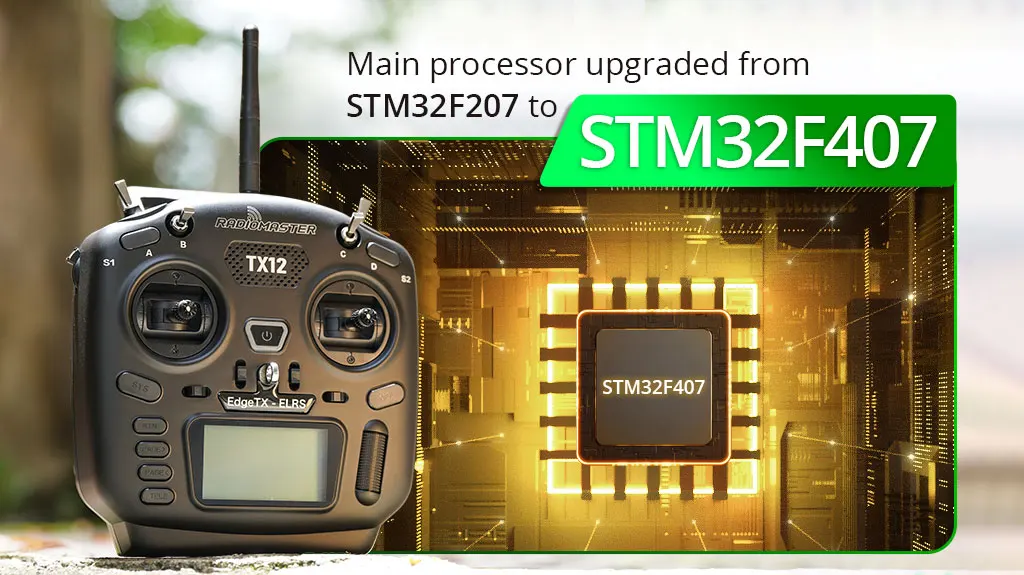 RadioMaster TX12 MKII 16ch Hall Gimbals Support OPENTX and EDGETX Remote Control Transmitter 9 Main processor upgraded from STM3ZF207 to STM32F4O7 Rag