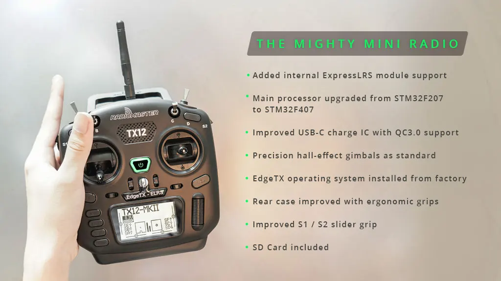RadioMaster TX12 MKII 16ch Hall Gimbals Support OPENTX and EDGETX Remote Control Transmitter 19 TH E MIGHTY MTNI RADI0 Added internal ExpressLRS module