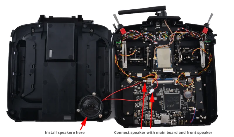 Original RadioMaster TX16S Parts Fit For Replacement TX16S Hall TBS Sensor Gimbals 2.4G 12CH Radio Transmitter 84 Nud Install speakere here Connect speaker with main board and front