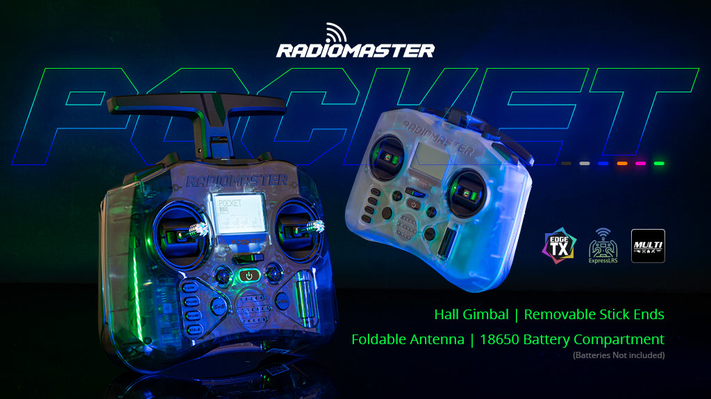 وحدة تحكم راديو الجيب RadioMaster (M2) - 16 قناة 2.4 جيجا هرتز نظام ExpressLRS MPM CC2500 EdgeTX 11 RadioMaster Pocket Radio Controller (M2), Epmselas Hall Gimbal Removable Stick Ends Foldable An