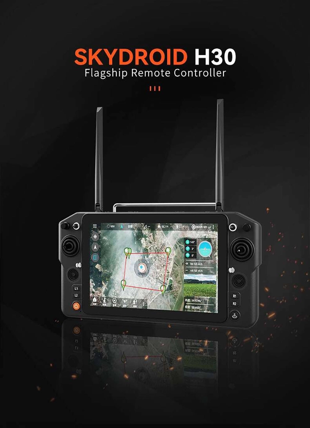 وحدة تحكم عن بعد Skydroid H30 مع شاشة لمس 10.1 بوصة - 800 ميجا هرتز 1.4 جيجا هرتز 2.4 جيجا هرتز وحدة تحكم عن بعد راديو طويلة المدى لطائرة UAV VTOL Agri Drone 3