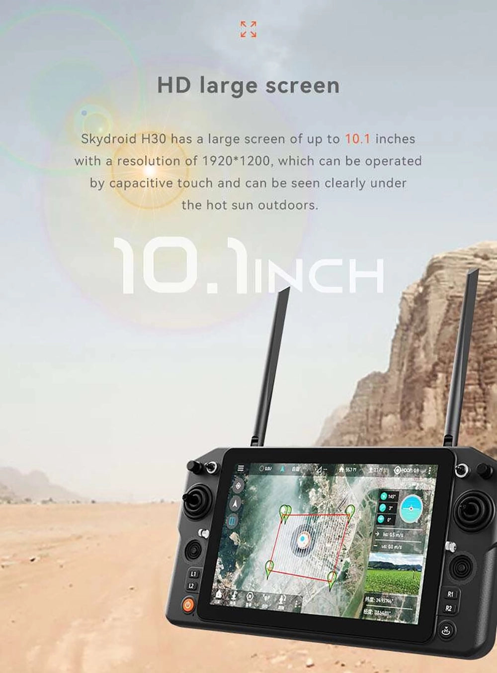 وحدة تحكم عن بعد Skydroid H30 مع شاشة لمس 10.1 بوصة - 800 ميجا هرتز 1.4 جيجا هرتز 2.4 جيجا هرتز وحدة تحكم عن بعد راديو طويلة المدى لطائرة UAV VTOL Agri Drone 9