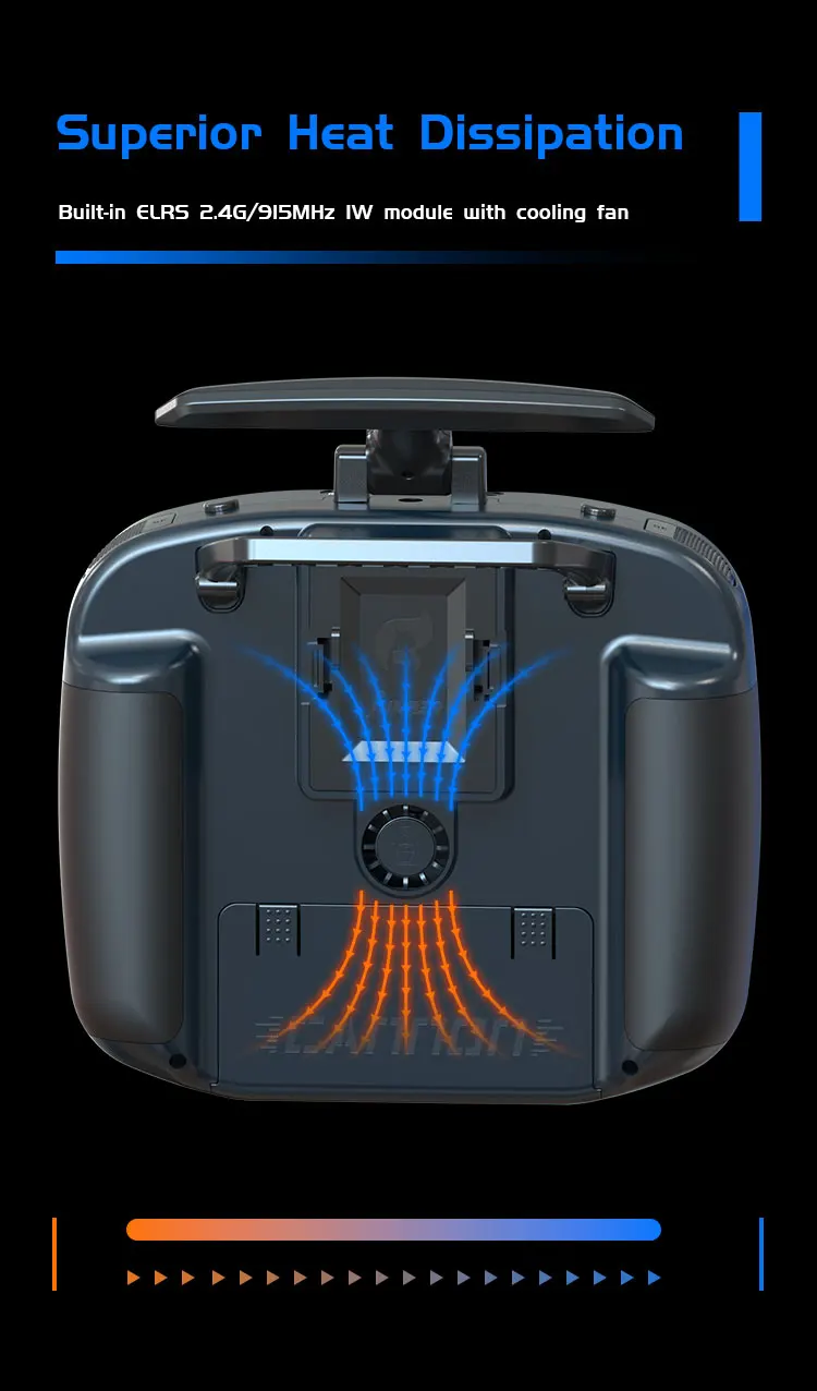 جهاز إرسال Jumper T14 - 2.4 جيجا هرتز/915 ميجا هرتز 1 وات ELRS VS-M CNC Hall Sensor Gimbals 2.42 بوصة شاشة OLED EdgeTX وحدة تحكم راديو لطائرة FPV RC Racer Drone 10 Jumper T14 Transmitter, Superior Heat Dissipation Built-in €LRS Z4G/9IS