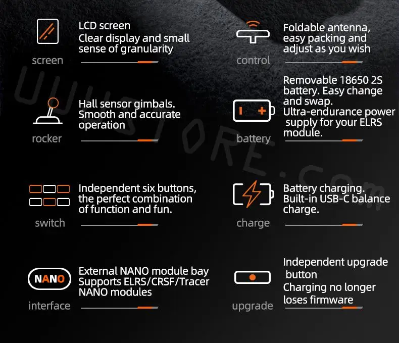 Jumper T Pro Radio Controller, LCD screen Foldable antenna; Clear display and small easy packing and sense of granularity