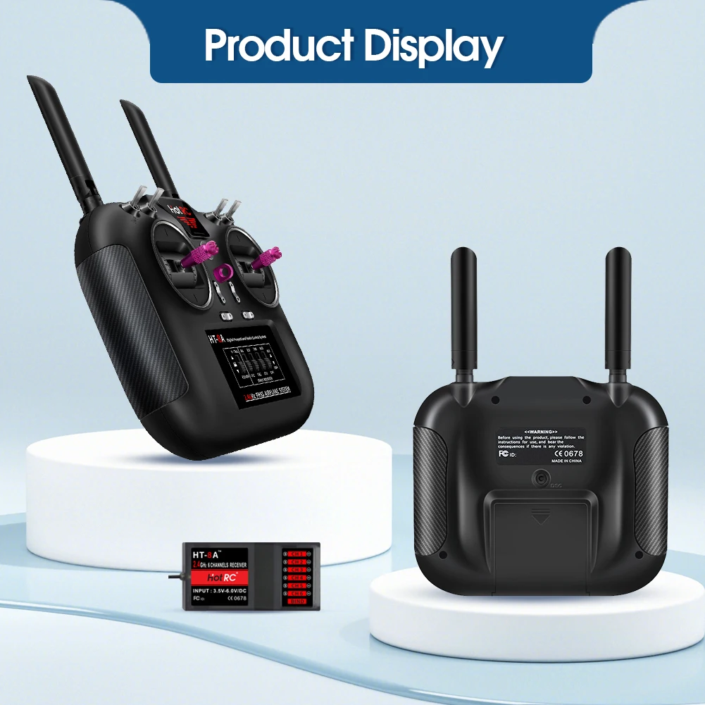 Hotrc HT-8A 2.4G 8CH RC الارسال FHSS & جهاز استقبال 8CH مع صندوق لطائرة هليكوبتر بدون طيار FPV بدون طيار Rc 24 Product Display Hicaehndor nlett ((0678 DG