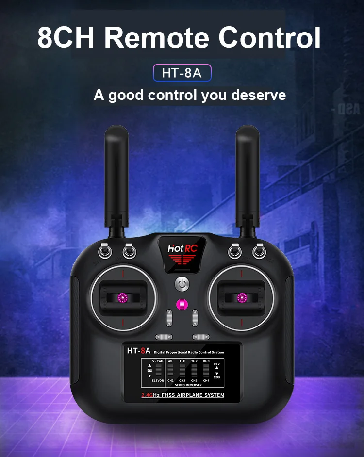 Hotrc HT-8A 2.4G 8CH RC الارسال FHSS & جهاز استقبال 8CH مع صندوق لطائرة هليكوبتر بدون طيار FPV بدون طيار Rc 27 8CH Remote Control HT-8A A good control you deserve Qon hot RC