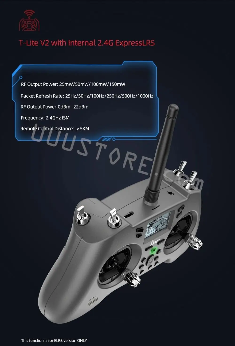 جهاز إرسال Jumper T-Lite V2 - جهاز إرسال OpenTX متعدد البروتوكولات 2.4 جيجا هرتز 16 قناة بمستشعر قاعة ELRS/ JP4IN1 مدمج لجهاز التحكم عن بعد RC Drone Airplane FPV 8 Jumper T-Lite V2 Transmitter, T-Lite V2 with Internal 2.4G ExpressLRS RF Output Power: