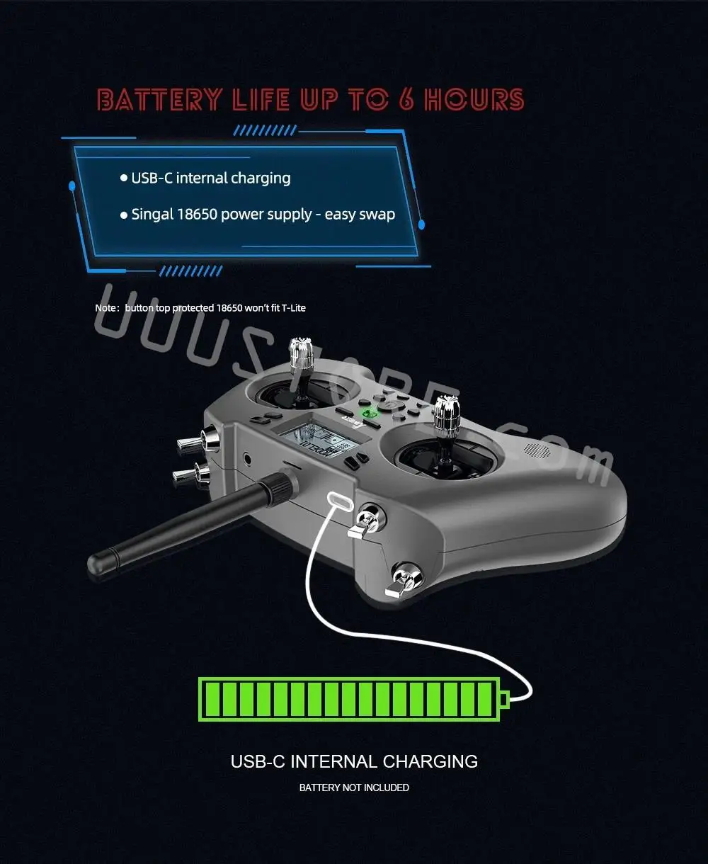 جهاز إرسال Jumper T-Lite V2 - جهاز إرسال OpenTX متعدد البروتوكولات 2.4 جيجا هرتز 16 قناة بمستشعر قاعة ELRS/ JP4IN1 مدمج لجهاز التحكم عن بعد RC Drone Airplane FPV 10 Jumper T-Lite V2 Transmitter, BATTTERY LIIFE UP T6 6 HHIGURS Imumi