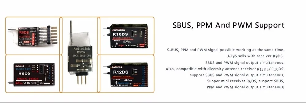 Radiolink AT9S Transmitter, RGDS, SBUS, PPM And PWM Signal Output Simultan