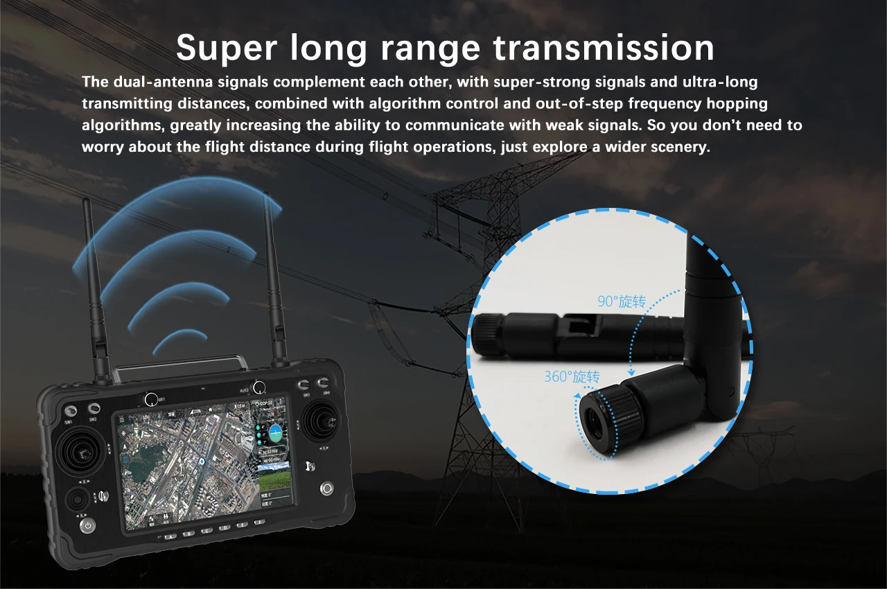 CUAV Black H16, super long range transmission The dual-antenna signals complement each other, with super-