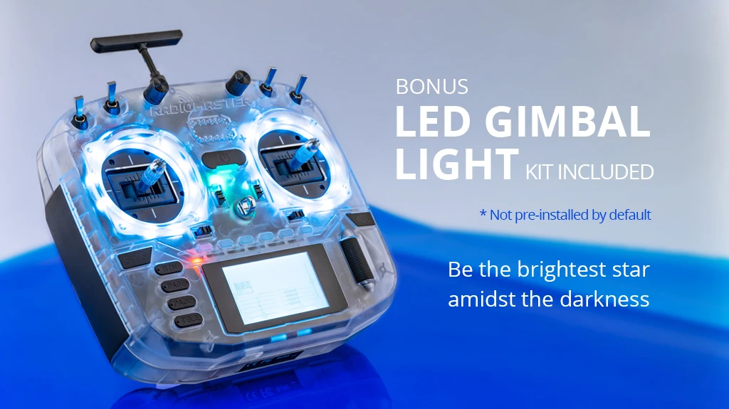 RadioMaster Boxer إصدار شفاف - جهاز إرسال ExpressLRS 2.4G 16ch Hall Gimbals للتحكم عن بعد 13 RadioMaster Boxer Transparent Version, 77 BONUS LED GIMBAL LIGHT KTINCLUDED Not pre-