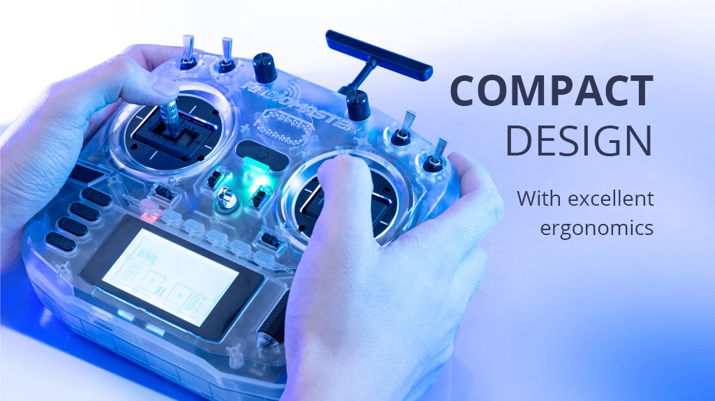RadioMaster Boxer إصدار شفاف - جهاز إرسال ExpressLRS 2.4G 16ch Hall Gimbals للتحكم عن بعد 15 RadioMaster Boxer Transparent Version, COMPACT DESIGN With excellent ergonomics O