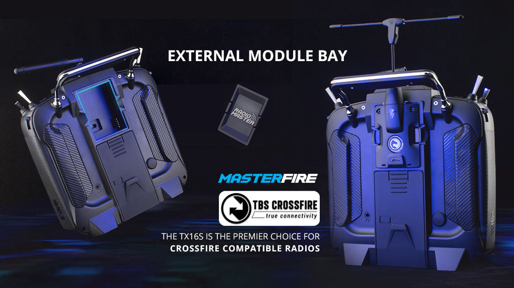 وحدة التحكم الراديوية RadioMaster TX16S Mark II (الوضع 2) 17 EXTERNAL MODULE BAY MASTERFIRE TBS CROSS