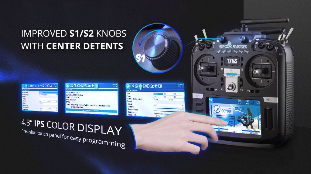 وحدة التحكم الراديوية RadioMaster TX16S Mark II (الوضع 2) 19 4.3" IPS Itouch panel for DISPLAY HDL COLOR Precision