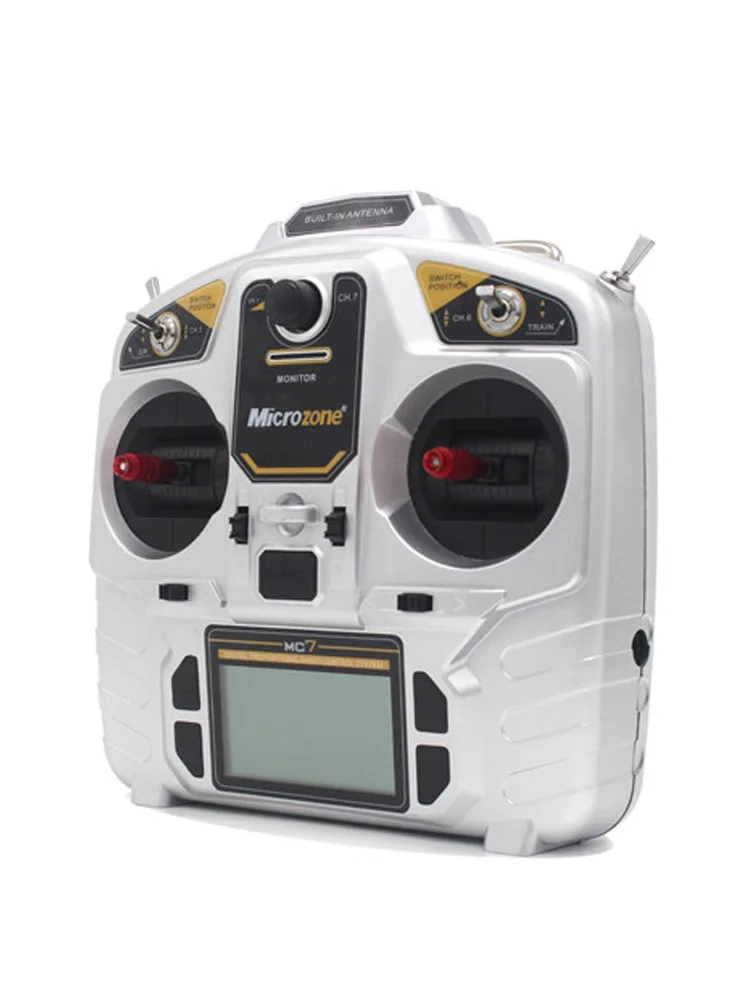 جهاز إرسال جهاز التحكم MicroZone MC7 - 2.4G مع نظام راديو استقبال MC8RE لطائرة RC بدون طيار وطائرة هليكوبتر متعددة الدوار VS MC6C 18 MicroZone MC7, 6V 1.5aa * 4 Adopt the latest FHSS mode conforming to European