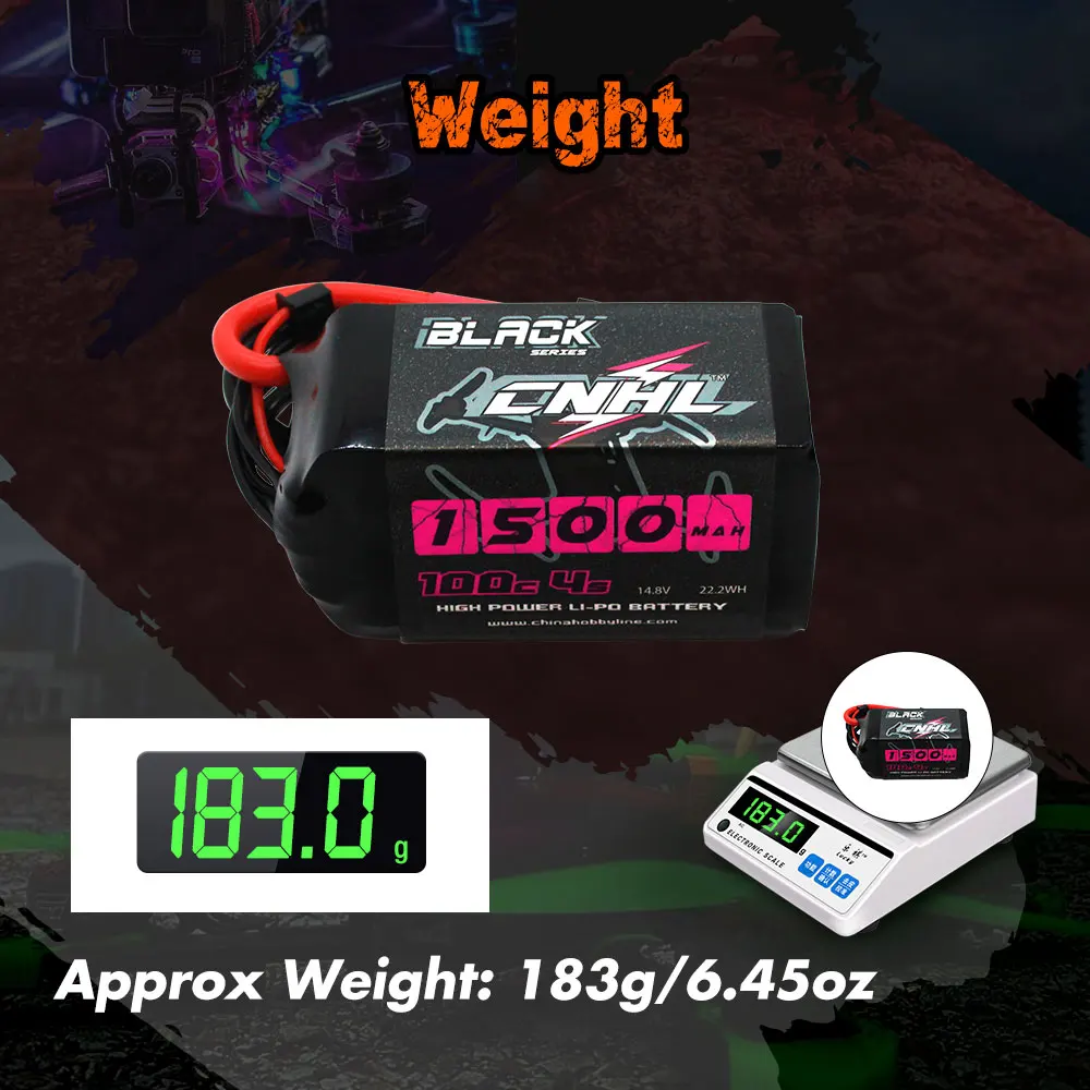 4PCS CNHL 14.8V 4S Lipo Battery For FPV Drone, Weight BiAEK 71500 TfkO 48v 22RWh POWER