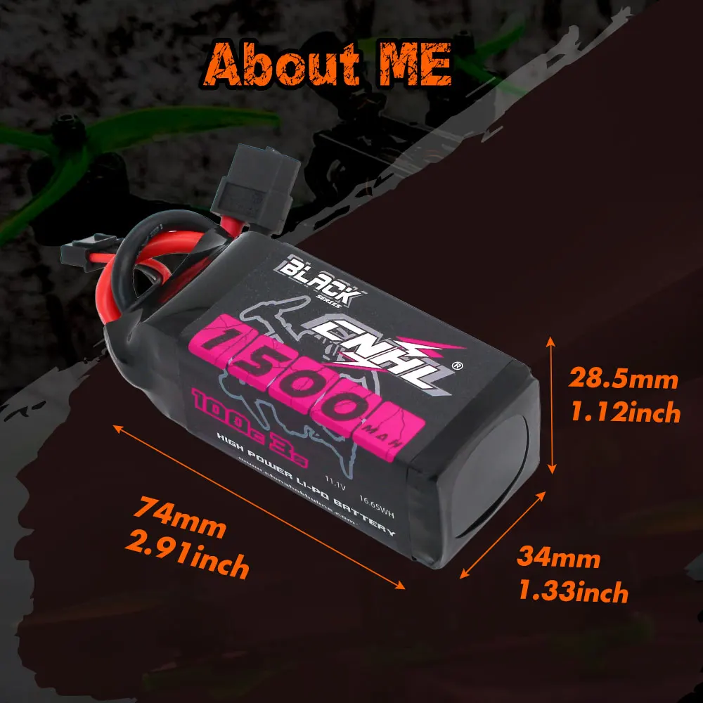 4PCS CNHL 3S 11.1V Lipo Battery for FPV Drone - 1300mAh 1500mAh 100C Black Series With XT60 Plug For FPV Airplane Helicopter Drone Quadcopter 13 4PCS CNHL 3S 11.1V Lipo Battery for FPV Drone, Abcut ME 28.Smm 1. 12inch 34mm 1.33inch BiAEk Q