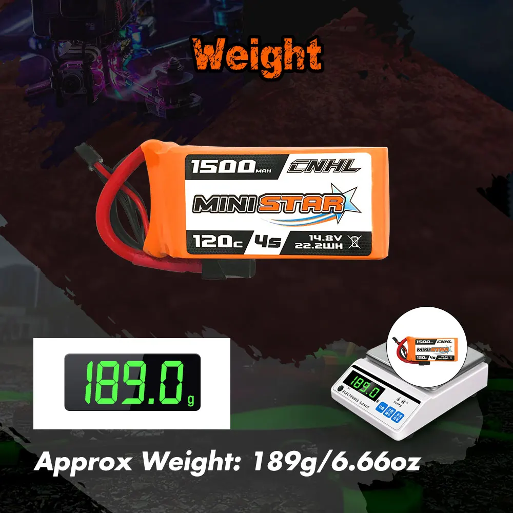 2PCS CNHL 14.8V Lipo 4S  Battery for FPV Drone, Weight 1500 MAH EMHL CONDSUL 1202 45 222E8 Is