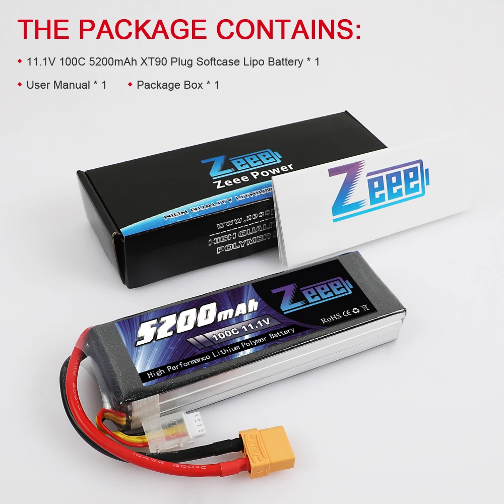 11.1V 1OOC 5200mAh XT9O Plug Softcase Lipo