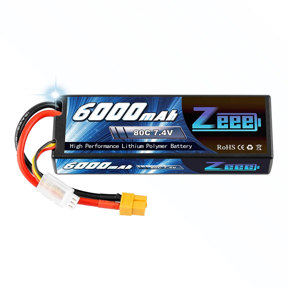1/2 وحدة بطارية Zeee LiPo 2S 7.4V 6000mAh - 80C XT60 Plug RC أجزاء Hardcase Lipo 2S للطائرات RC سيارة شاحنة دبابات قوارب FPV الطائرة بدون طيار 16 1/2Units Zeee LiPo Battery, PP 80@ 7.4V High Performance Lithium Polymer Battery RoHS (€