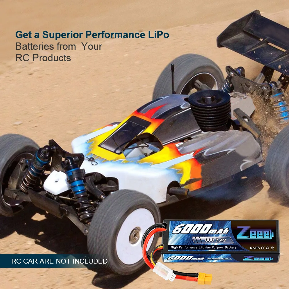 1/2 وحدة بطارية Zeee LiPo 2S 7.4V 6000mAh - 80C XT60 Plug RC أجزاء Hardcase Lipo 2S للطائرات RC سيارة شاحنة دبابات قوارب FPV الطائرة بدون طيار 21 1/2Units Zeee LiPo Battery, Zeee LiPo Battery 2S