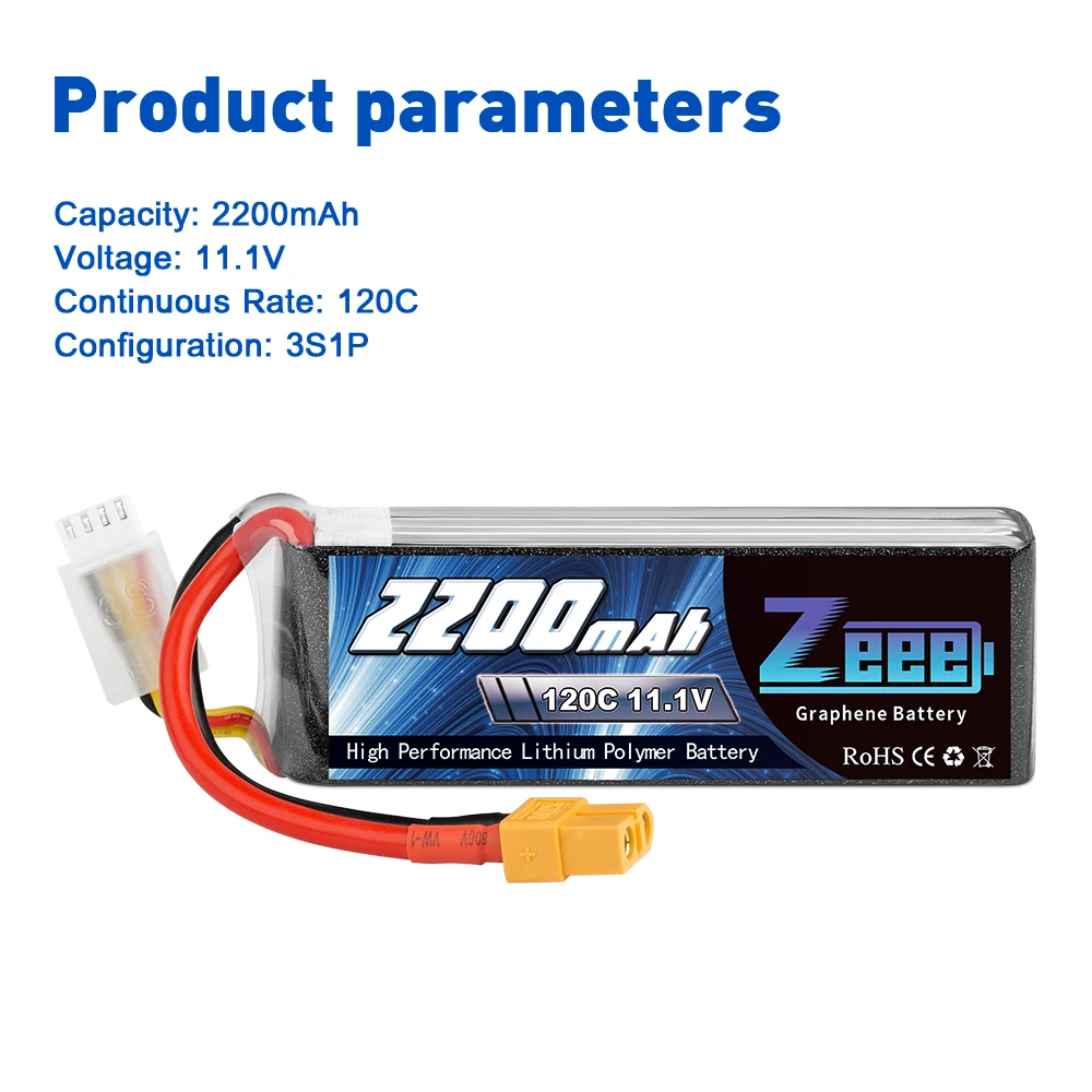 2units Zeee Lipo Battery, Graphene Battery High Performance Lithiumn Polymer Battery RoHS (€ 