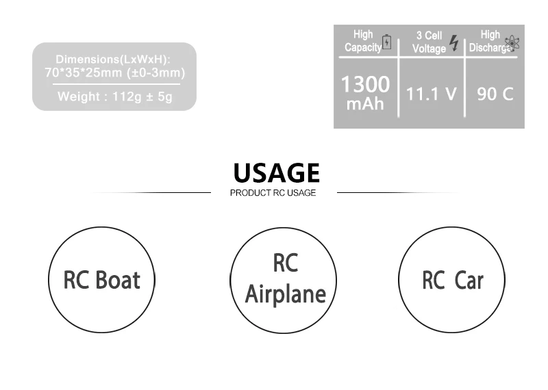 HRB 3S 11.1V 1300mah Lipo Battery, USAGE PRODUCT RC USAGE RC Boat RC Car Airplane_