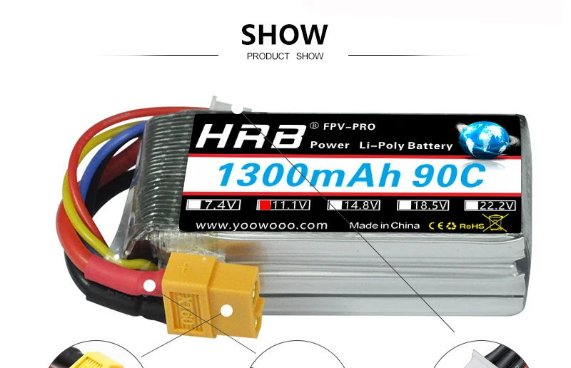HRB 3S 11.1V 1300mah Lipo Battery, SHOW PRODUCT SHOW @ FPV-PRO HrB Power Li-