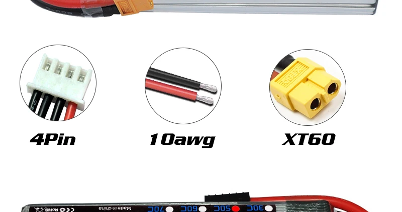 HRB Lipo 3S Battery, 4Pin 1Oawg XT6O So0ho400s