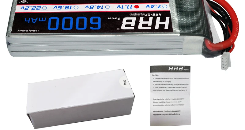HRB Lipo 3S Battery, Deans T EC5 Female Helic