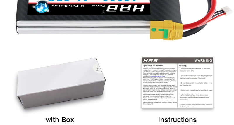 HRB Lipo 2S 7.4V Battery, 40nra/10dn 40m0d exh HAD WARNING Oct
