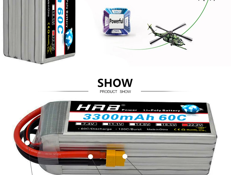 HRB Lipo 6S 3300mah 22.2V Battery - X