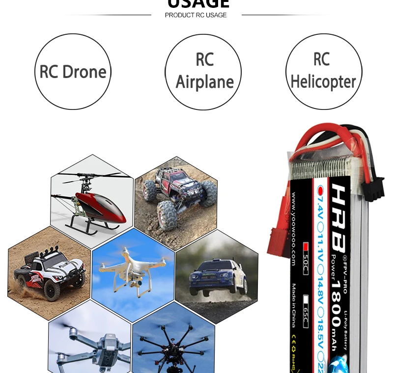 HRB 2S Lipo Battery 7.4V 1800mah - 50C For for RC Car UAV Drone RC Truck RC Drone FPV Truggy RC Airplane 9 HRB 2S Lipo Battery, 2S lipo battery 7.4V 1800mah SPECIFICATIONS Wheel