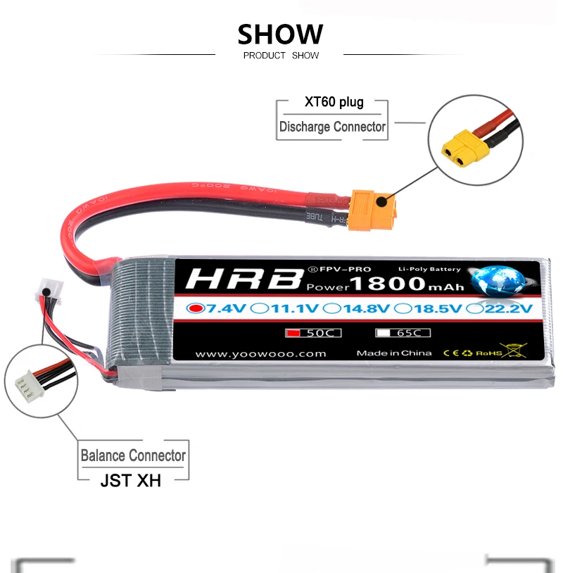 HRB 2S Lipo Battery 7.4V 1800mah - 50C For for RC Car UAV Drone RC Truck RC Drone FPV Truggy RC Airplane 11 HRB 2S Lipo Battery, SHOW PRODUCT SHOW XT6O plug Discharge Connector s