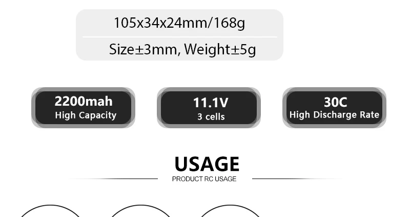 HRB 3S Lipo Battery, 105x34x24mm/168g Size-t3mm, WeighttS