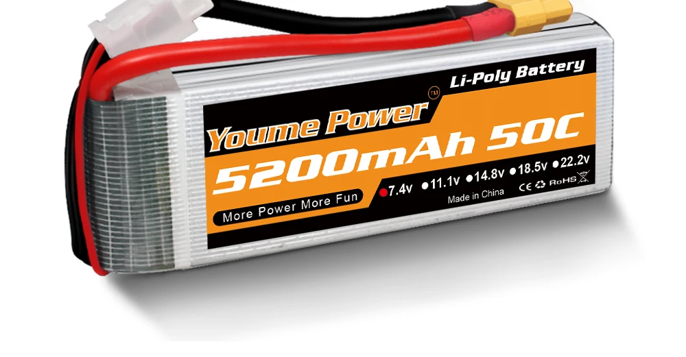 2 قطعة بطارية ليبو Youme 7.4V 2S - 3300mah 4500mah 5200mah 6200mah 6500mah Hardcase T Deans XT60 XT90 EC5 EC3 حافظة صلبة أجزاء RC 19 2PCS Youme 7.4V 2S Lipo Battery, 2PCS Youme 7.4V 2