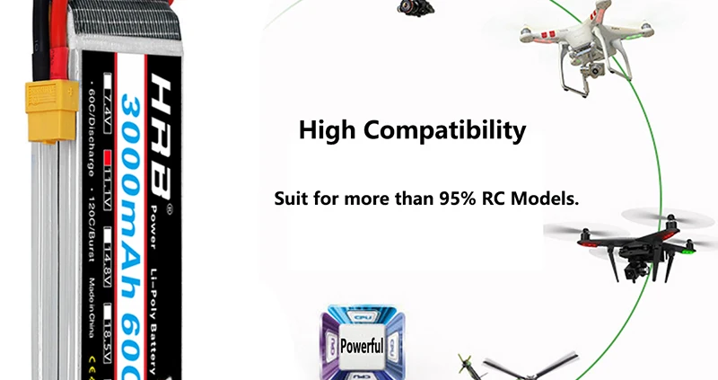 HRB 3S 11.1V 3000mah Lipo Battery, Deans XT90 Connector For Car FPV Airplane Drone Boat