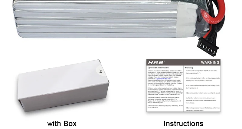 HRB 5S 18.5V Lipo Battery, HAD WARNING Octritieninien pt with Box Instruction