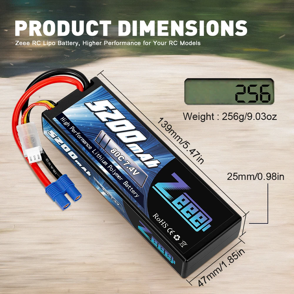 2units Zeee 7.4V 5200mAh 80C 2S Lipo Battery Hard Case with EC3 Plug for RC Car Helicopter Quadcopter UAV Drone FPV Battery High Quality 19 Zeee RC Lipo Battery, Higher Performance for Your RC Models 256