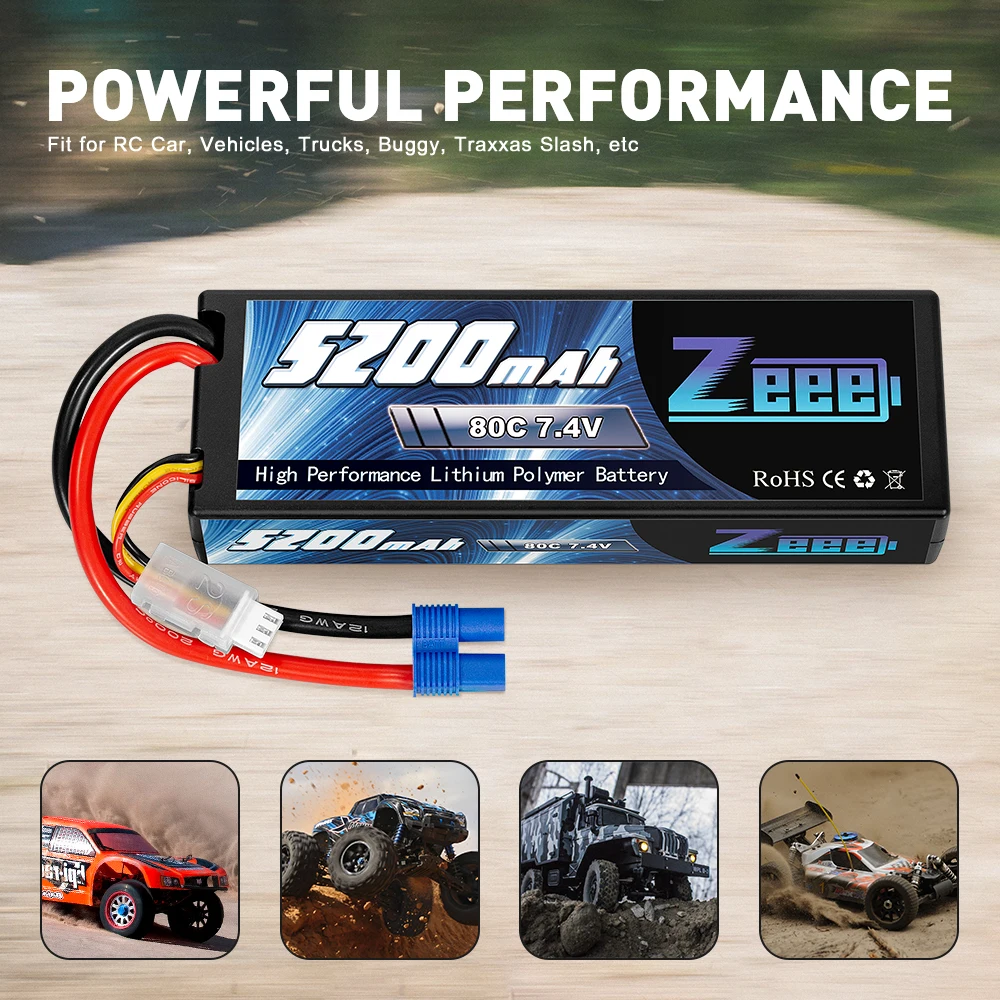 2units Zeee 7.4V 5200mAh 80C 2S Lipo Battery Hard Case with EC3 Plug for RC Car Helicopter Quadcopter UAV Drone FPV Battery High Quality 21 Ezobzat BBB 80C 7.4V High Performance Lithium Poly