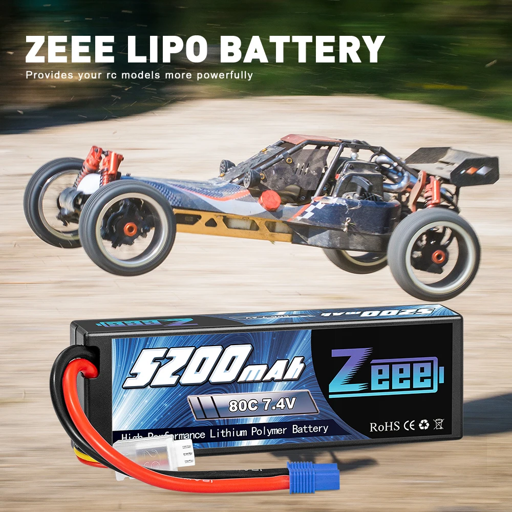 2units Zeee 7.4V 5200mAh 80C 2S Lipo Battery Hard Case with EC3 Plug for RC Car Helicopter Quadcopter UAV Drone FPV Battery High Quality 22 ZEEE LIPo BATTERY Provides your rc models more powerful