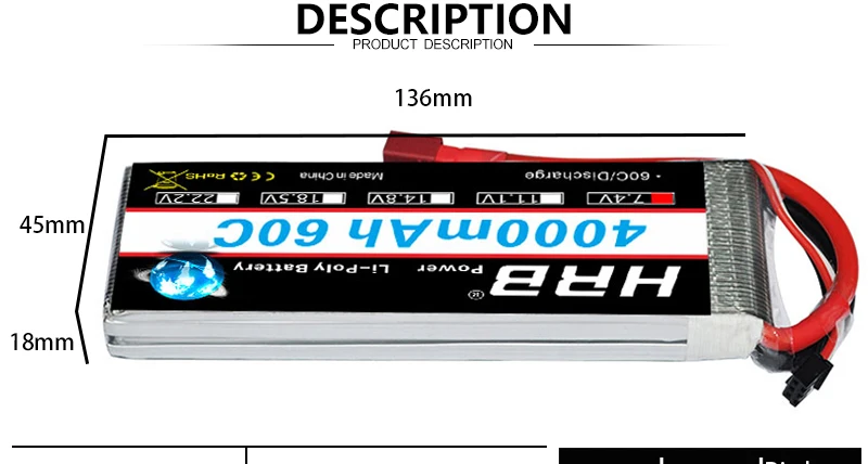 HRB Lipo 2S Battery, Vmua Operi 05184jbiaioog Dz 22 