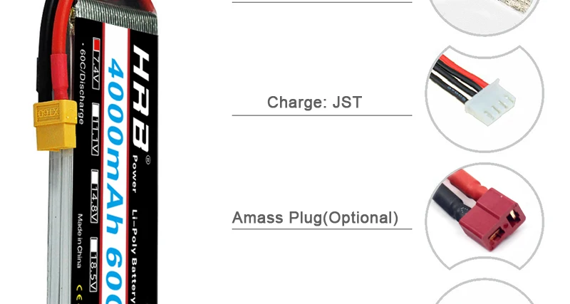 HRB Lipo 2S Battery 7.4V 4000mah - 60C