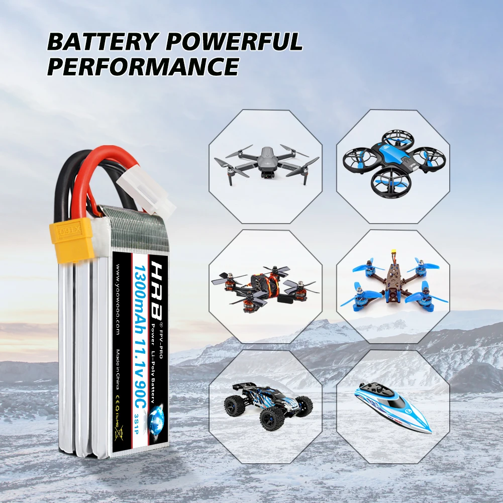 2PCS HRB 7.4V 11.1V 2S 3S Lipo Battery 