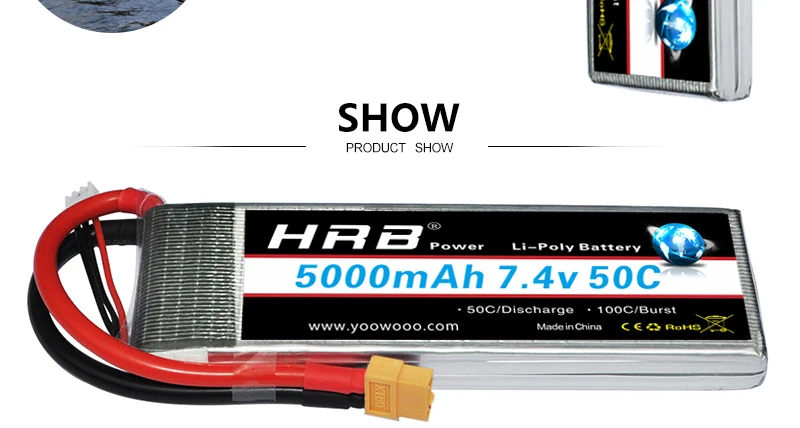 HRB 2S 7.4V 5000mah Lipo Battery, SHOW PRODUCT SHOW HRZ Powo LiPoiv Batory