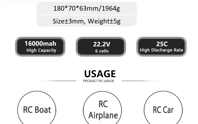 HRB Lipo 6S Battery, 16000mah 22.2V 25C High Capacity 6 cells High Discharge
