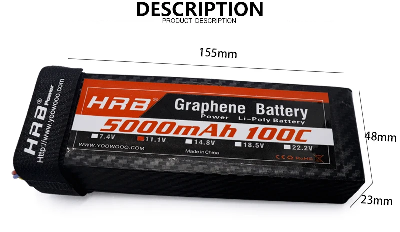 HRB Graphene 3S 11.1V 5000mah Lipo Battery -100C XT90 XT60 Deans EC5 T XT90-S For Racing Car Airplane Boat Truck RC Parts 12 155mm HaB Graphene_Battery Owo Li-Pol